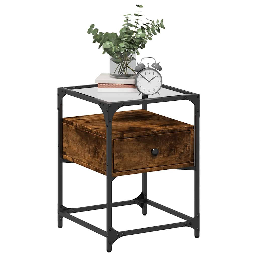 Nattbord 2 stk røkt eik 40x40x55 cm konstruert tre
