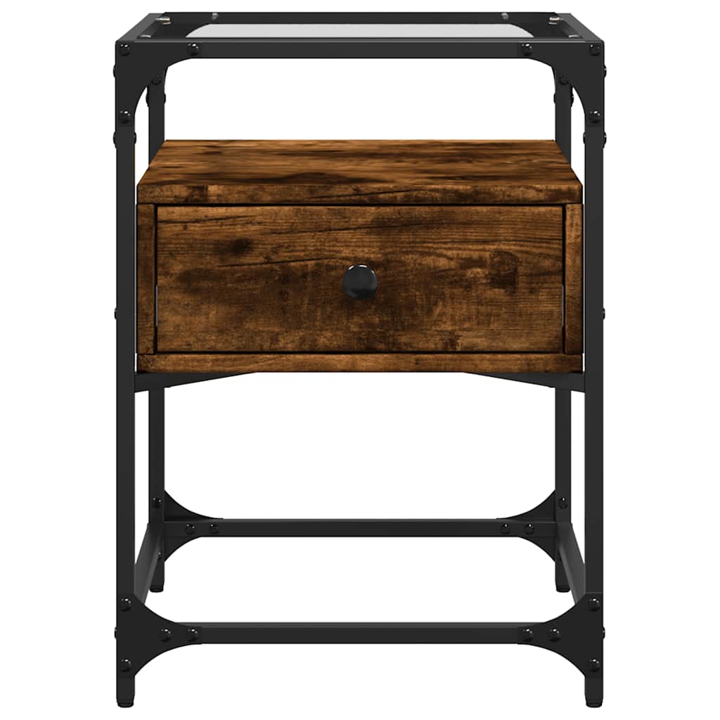 Nattbord 2 stk røkt eik 40x40x55 cm konstruert tre