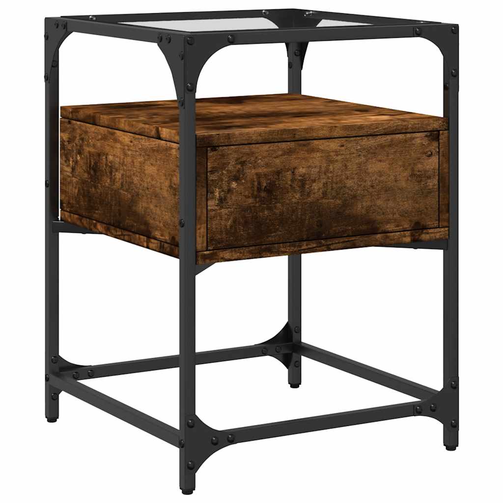 Nattbord 2 stk røkt eik 40x40x55 cm konstruert tre