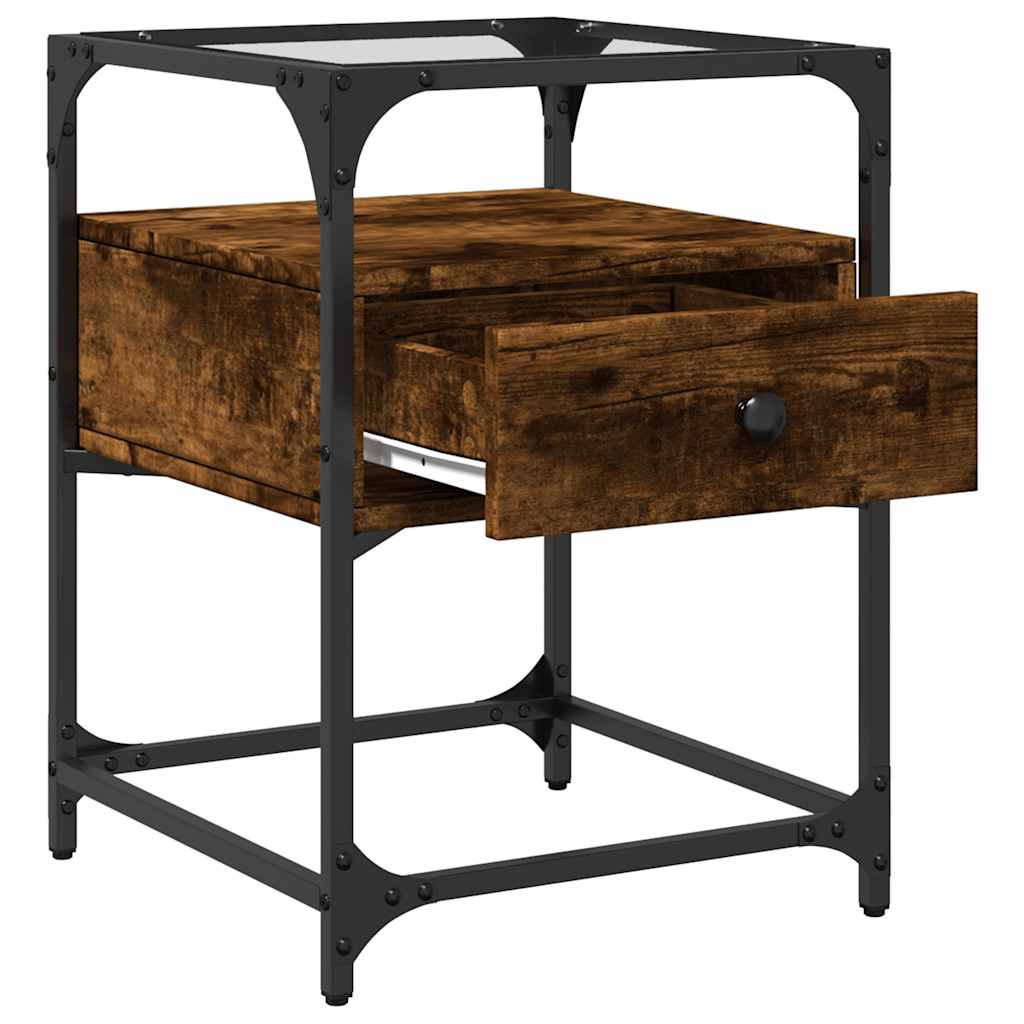 Nattbord 2 stk røkt eik 40x40x55 cm konstruert tre