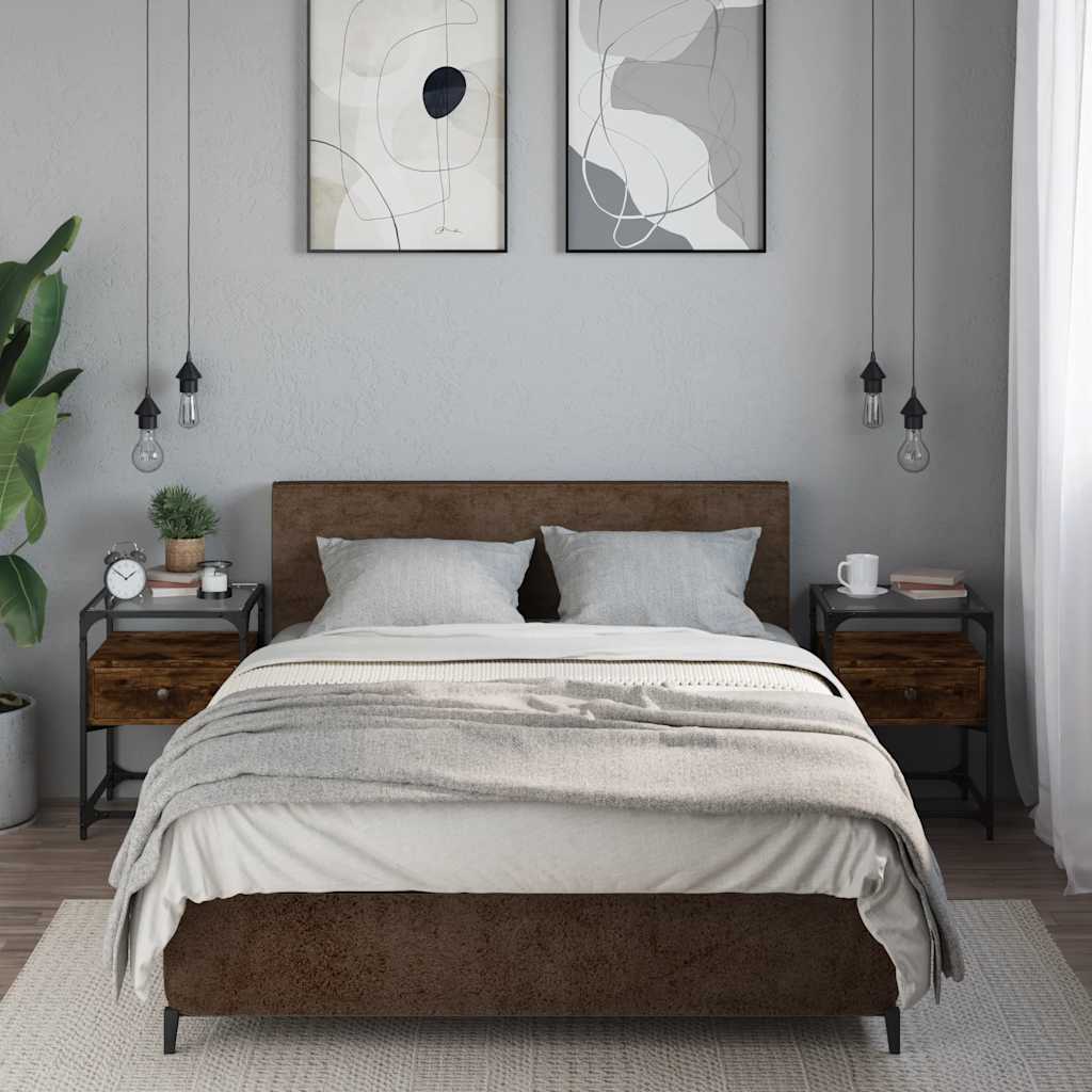 Nattbord 2 stk røkt eik 40x40x55 cm konstruert tre