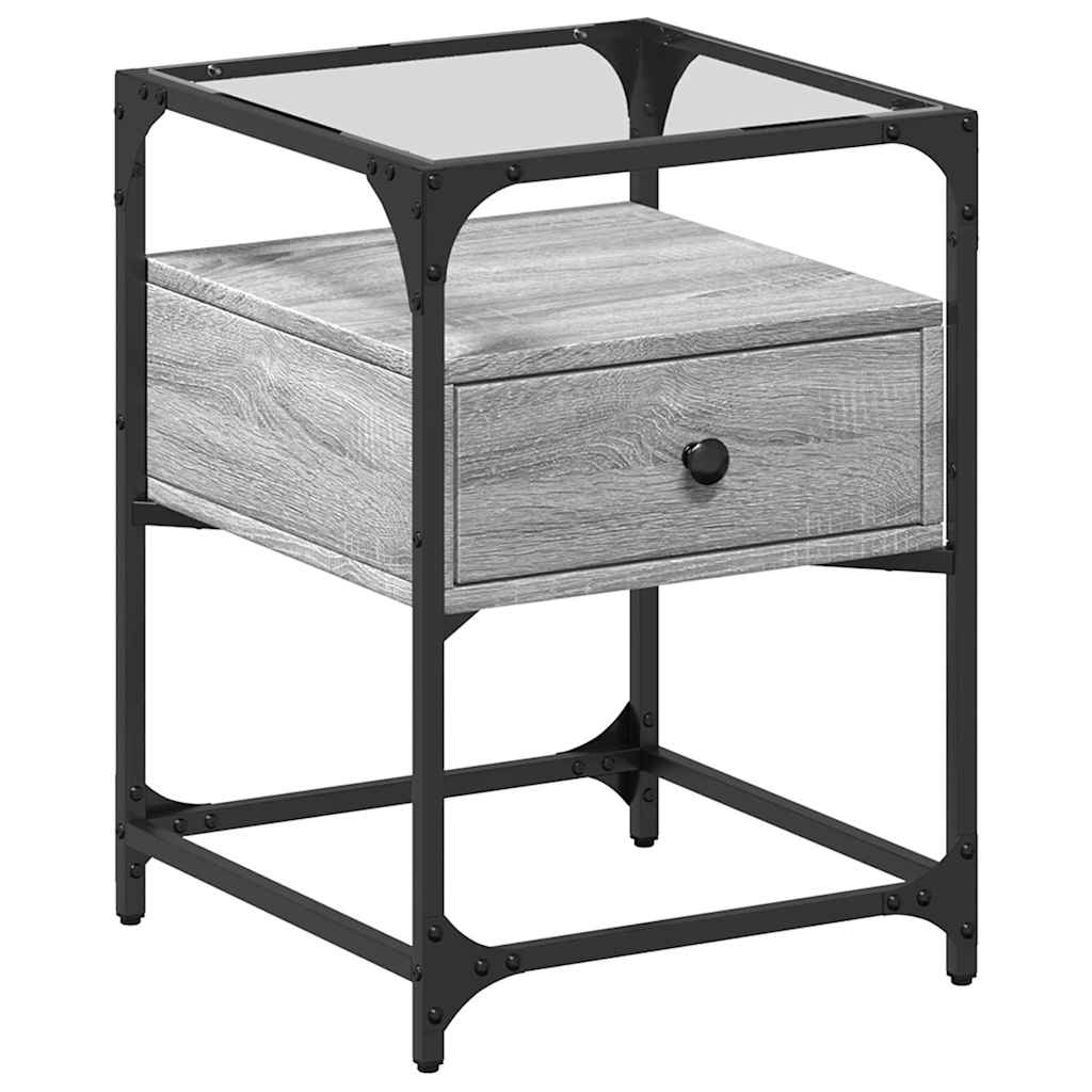 Nattbord 2 stk grå sonoma 40x40x55 cm konstruert tre