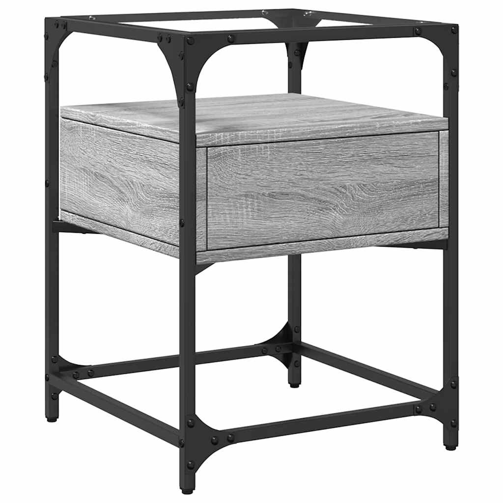 Nattbord 2 stk grå sonoma 40x40x55 cm konstruert tre