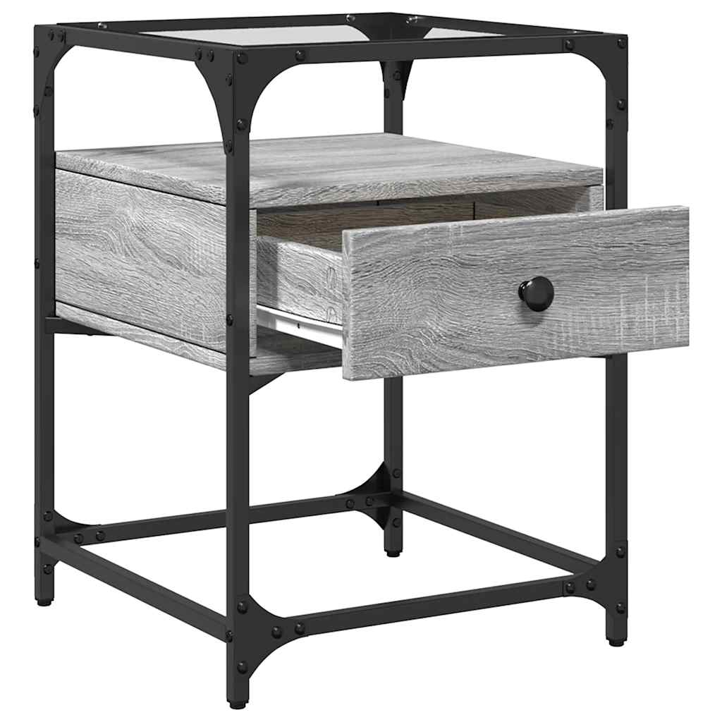 Nattbord 2 stk grå sonoma 40x40x55 cm konstruert tre