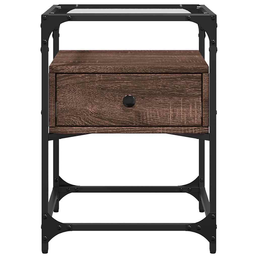 Nattbord 2 stk brun eik 40x40x55 cm konstruert tre