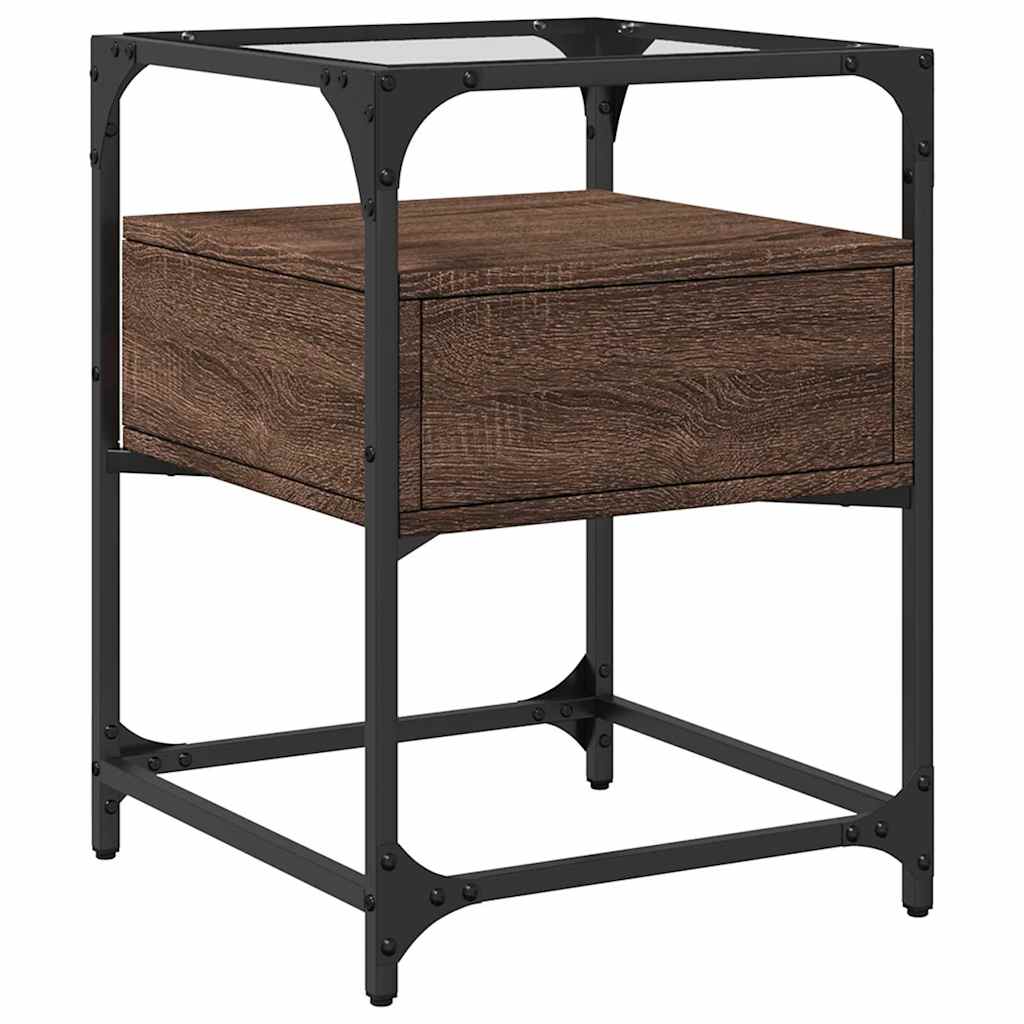 Nattbord 2 stk brun eik 40x40x55 cm konstruert tre