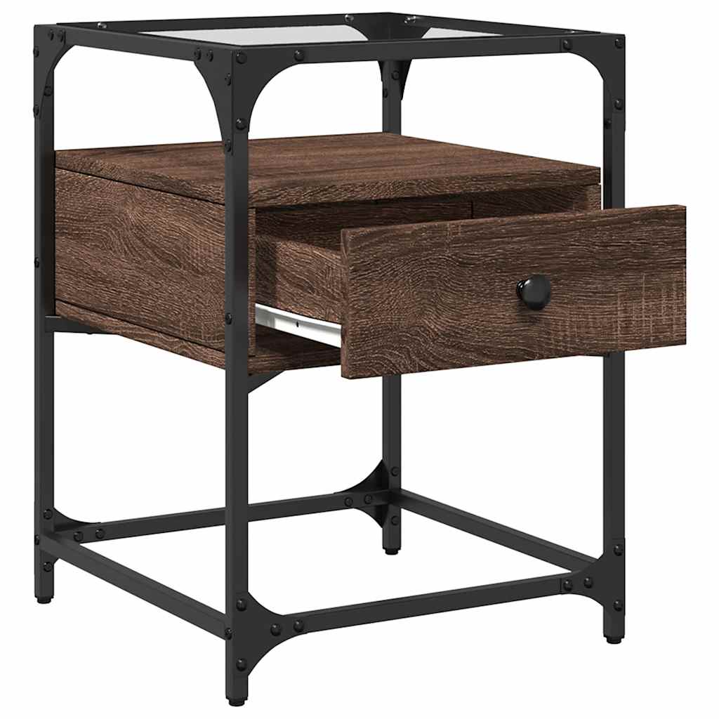 Nattbord 2 stk brun eik 40x40x55 cm konstruert tre