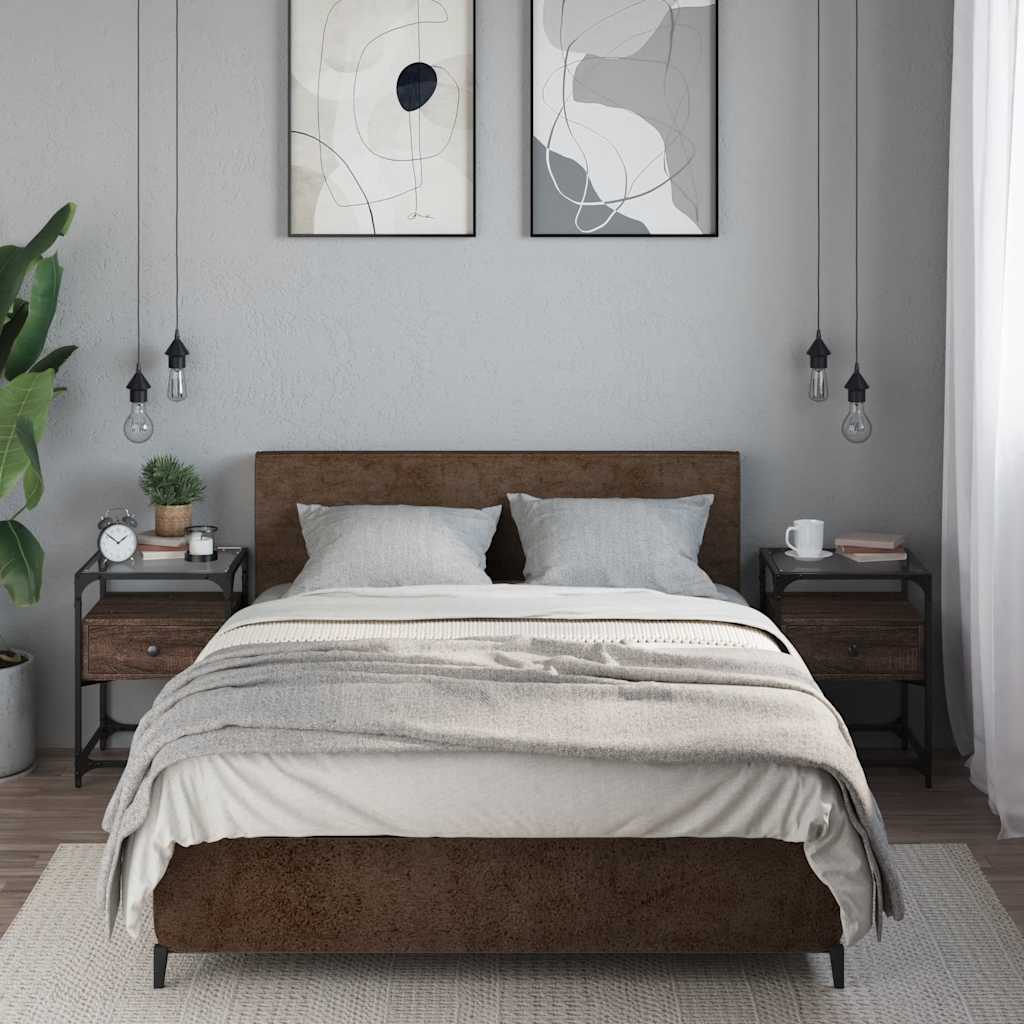 Nattbord 2 stk brun eik 40x40x55 cm konstruert tre