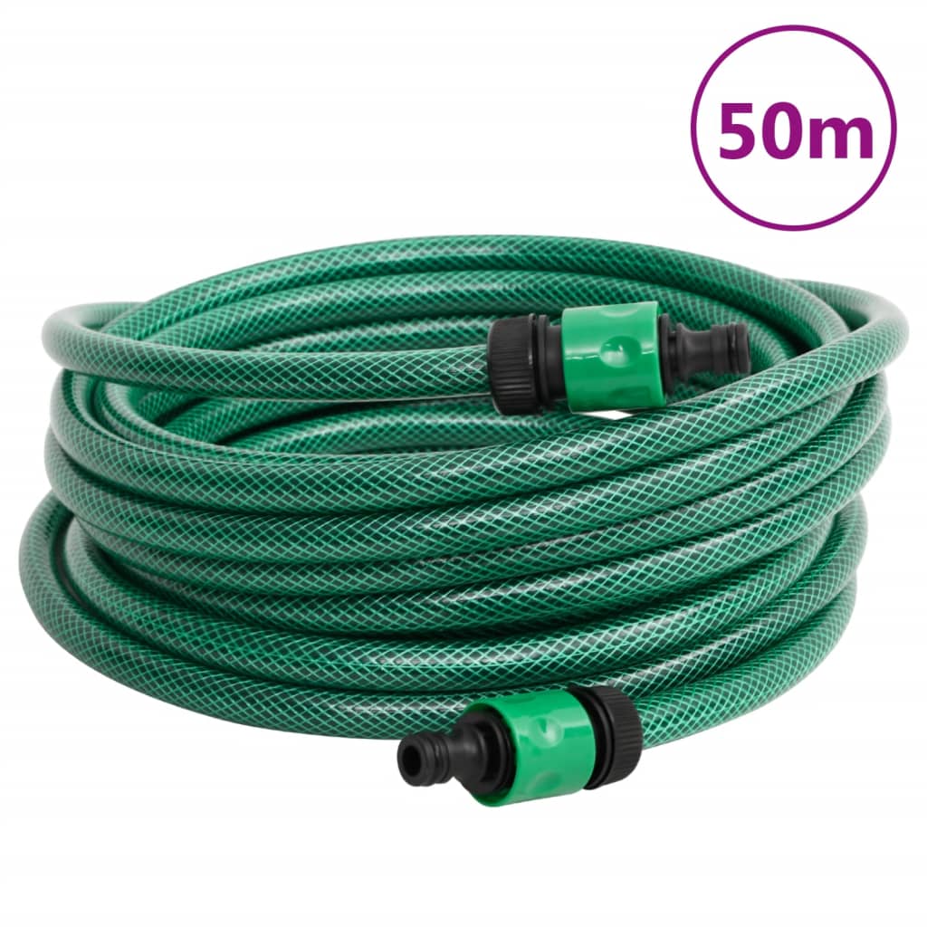 Frittstående slangetrommel grønn med 50 m slange PVC vidaXL