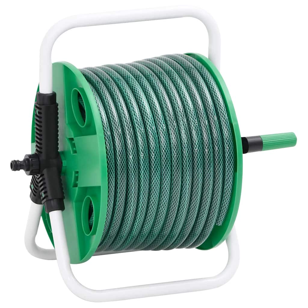Frittstående slangetrommel grønn med slangefester 0,5" 30 m PVC vidaXL