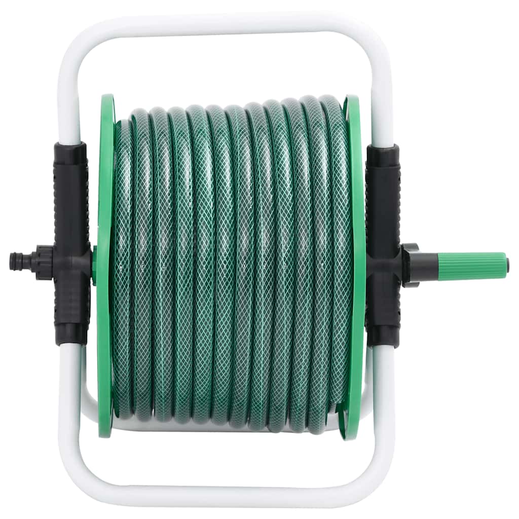 Frittstående slangetrommel grønn med slangefester 0,5" 50 m PVC vidaXL