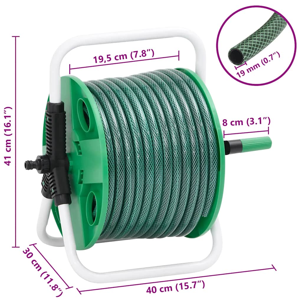 Frittstående slangetrommel grønn med slangefester 0,75" 20m PVC vidaXL