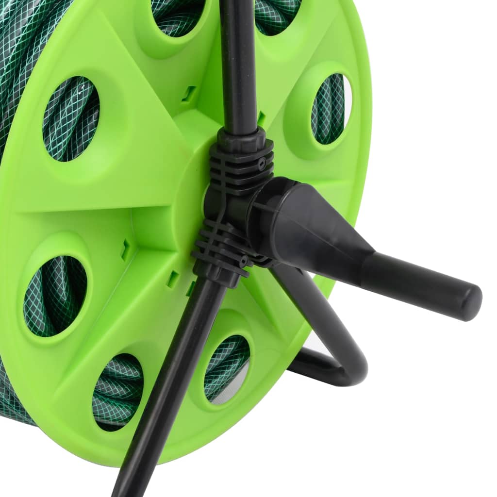 Frittstående slangetrommel grønn med 20 m slange PVC vidaXL