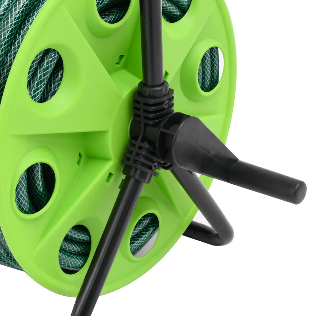 Frittstående slangetrommel grønn med 30 m slange PVC vidaXL
