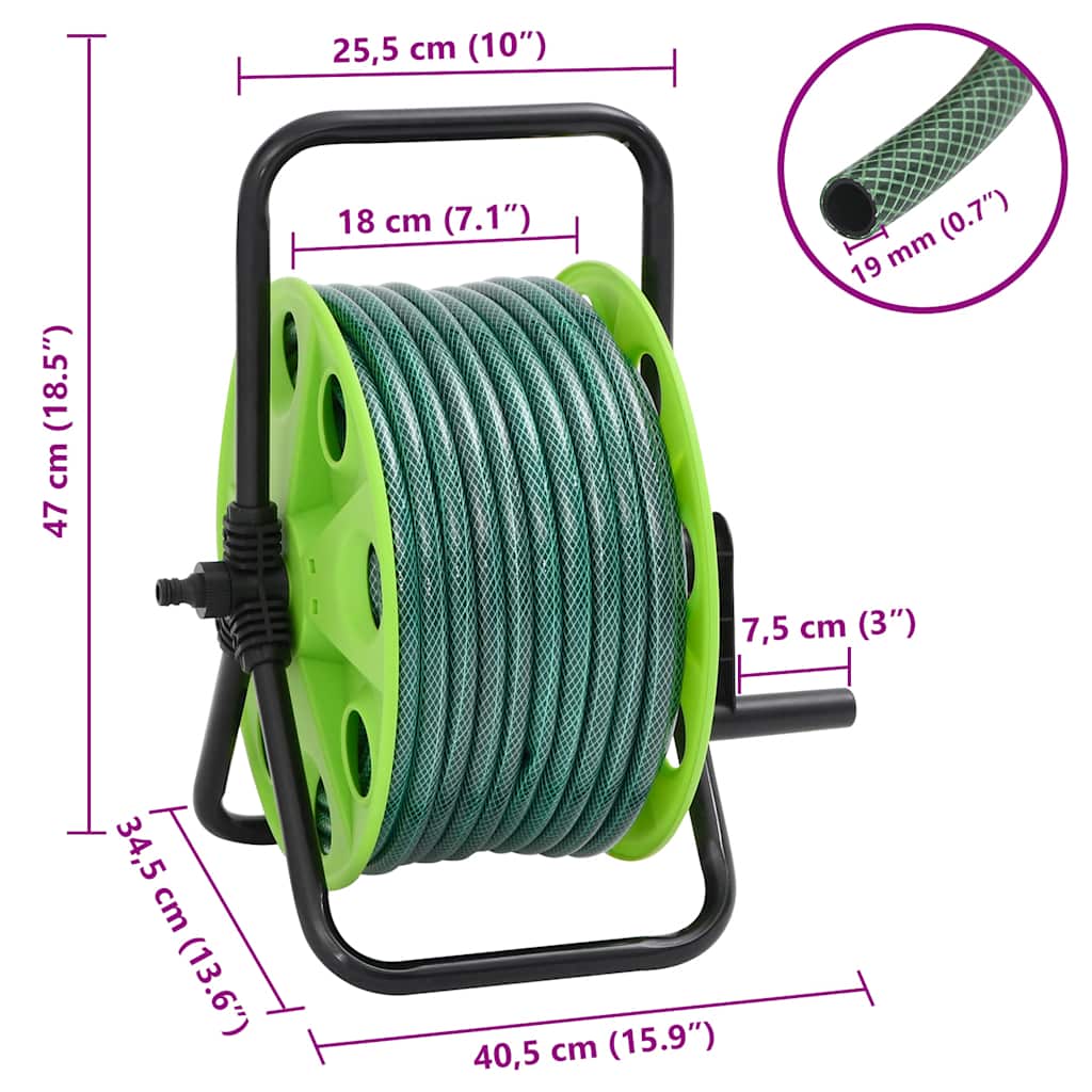 Frittstående slangetrommel grønn med slangefester 0,75" 20m PVC vidaXL