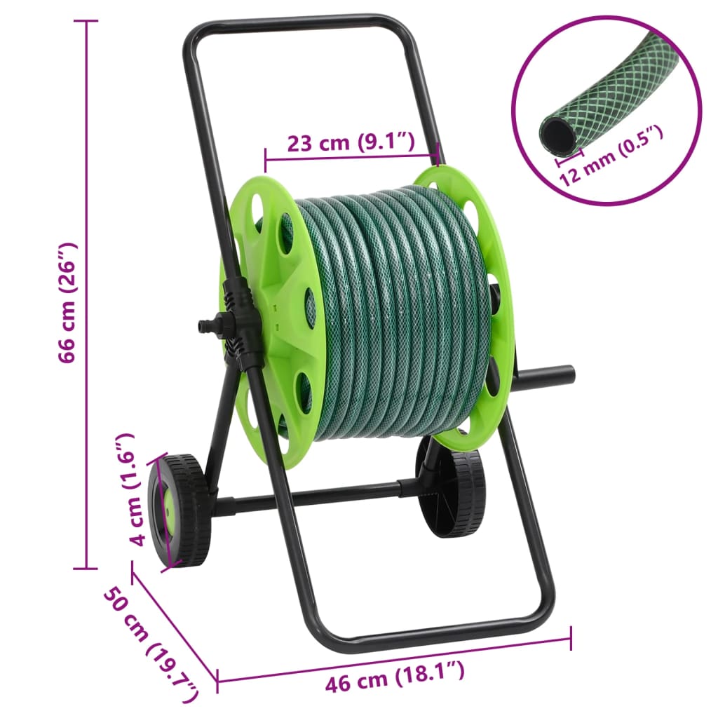 Slangevogn grønn med 30 m slange PVC vidaXL