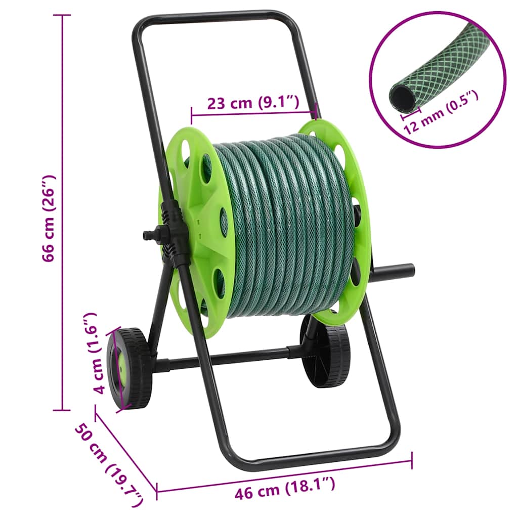Slangevogn grønn med slangefester 0,5" 50 m PVC vidaXL