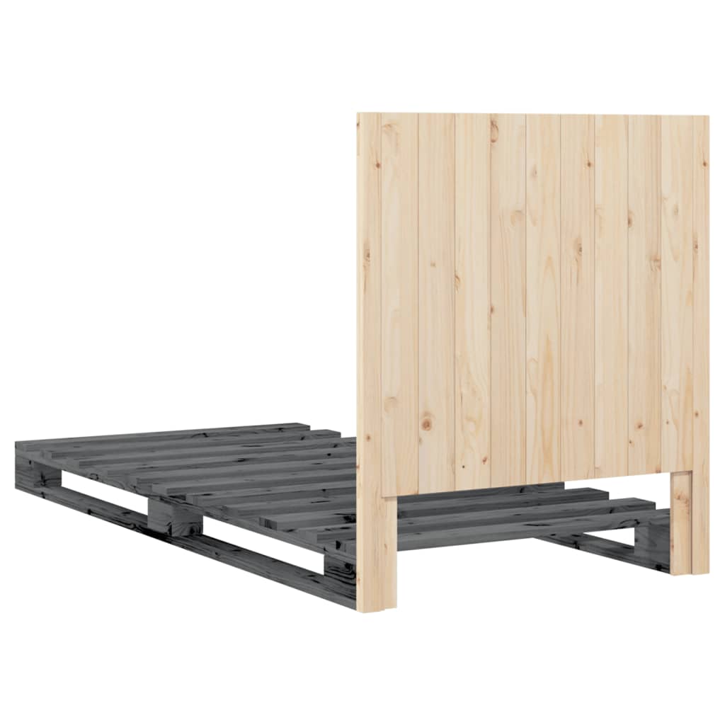 Sengeramme med hodegavl grå 90x200 cm heltre furu
