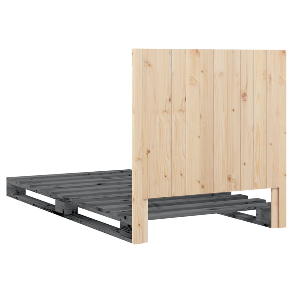 Sengeramme med hodegavl grå 100x200 cm heltre furu