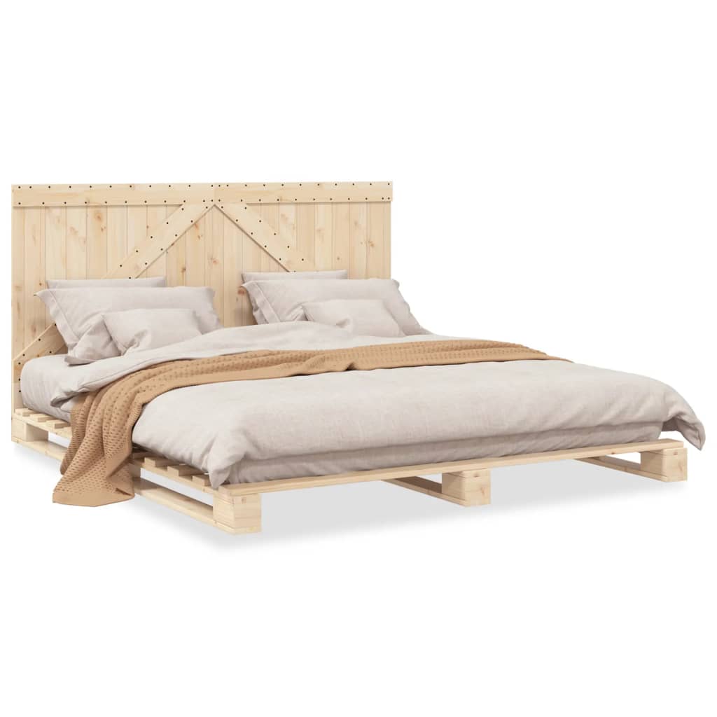 Sengeramme med hodegavl 200x200 cm heltre furu