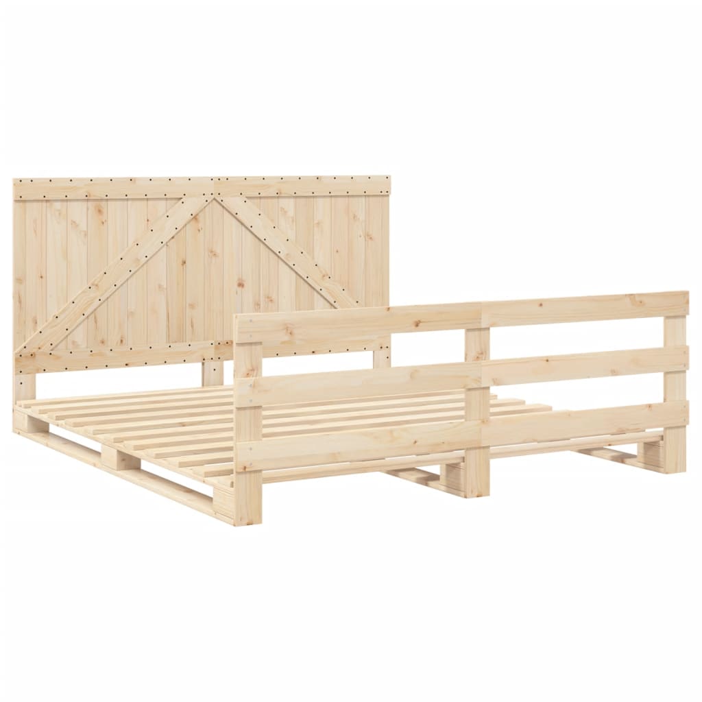Sengeramme med hodegavl 200x200 cm heltre furu