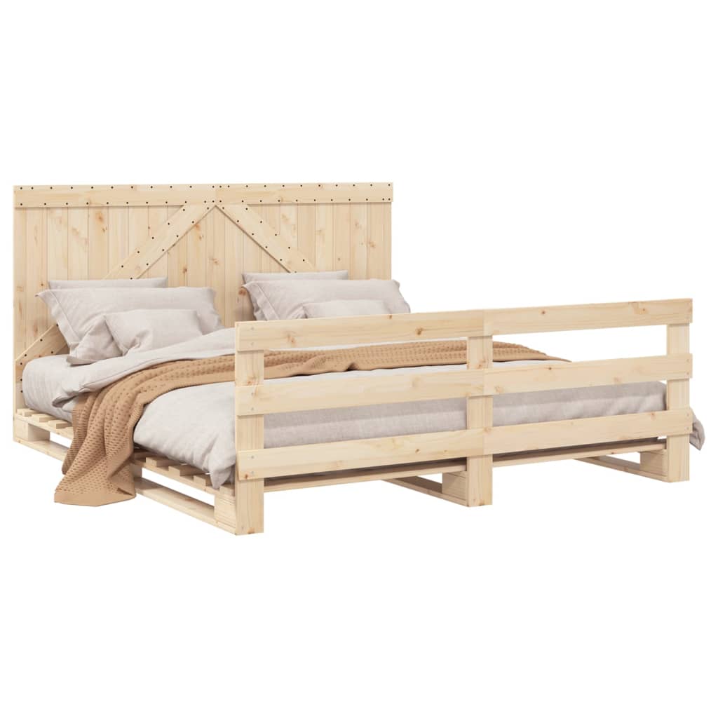 Sengeramme med hodegavl 200x200 cm heltre furu
