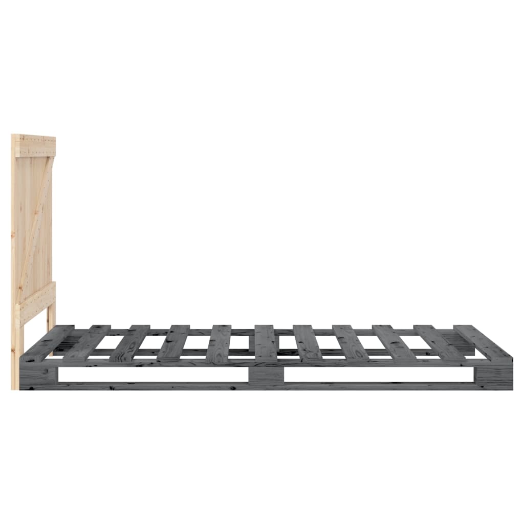 Sengeramme med hodegavl grå 90x200 cm heltre furu