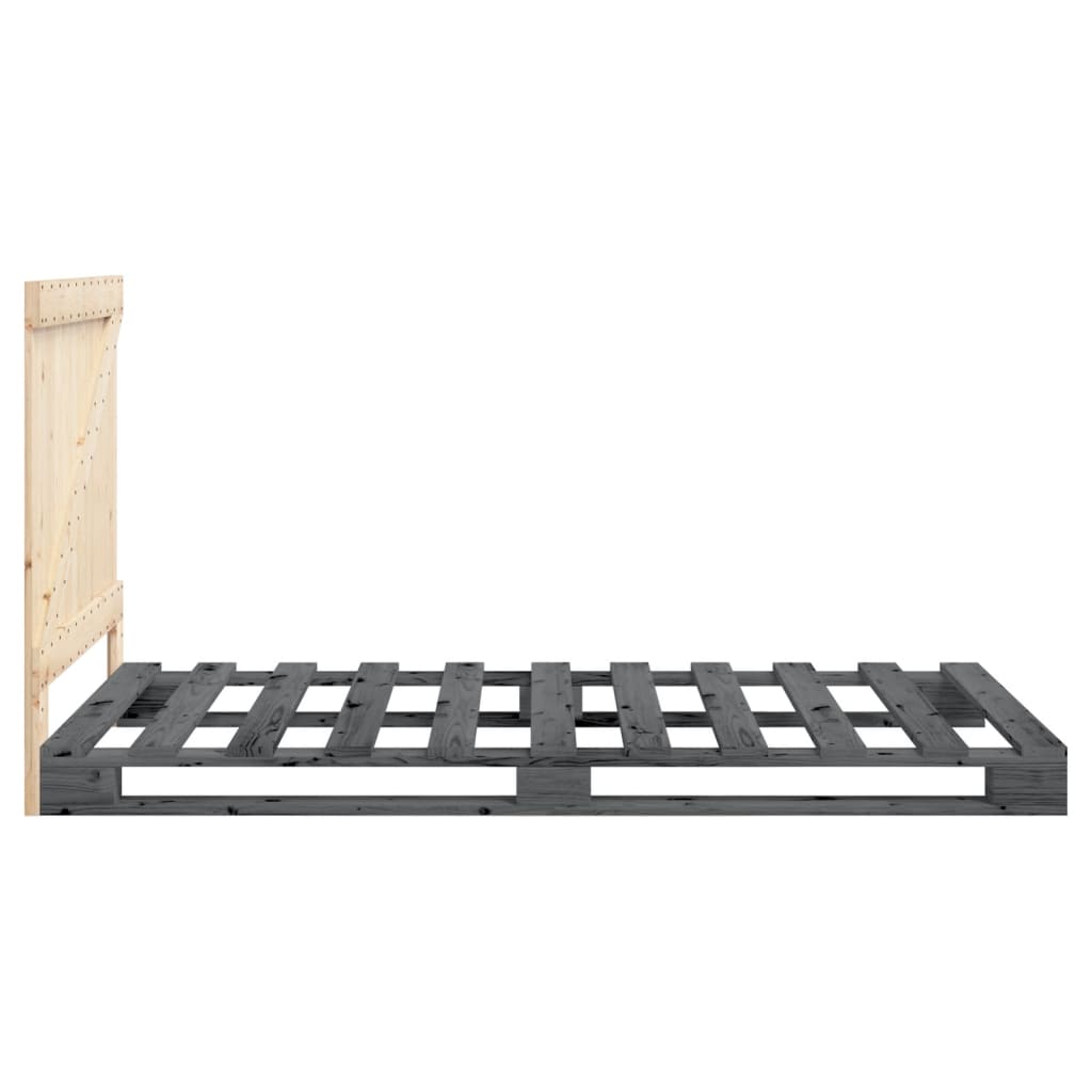Sengeramme med hodegavl grå 100x200 cm heltre furu