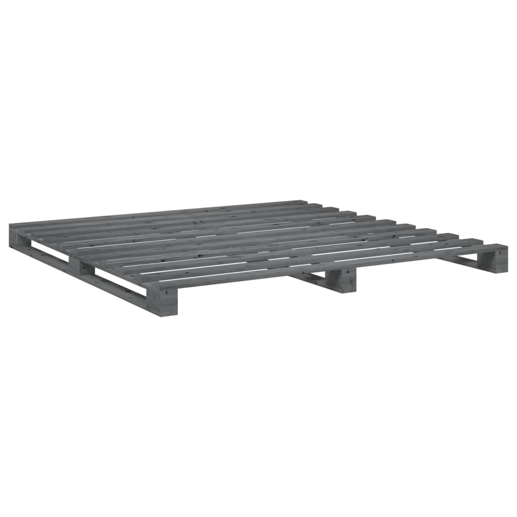 Sengeramme med hodegavl grå 200x200 cm heltre furu