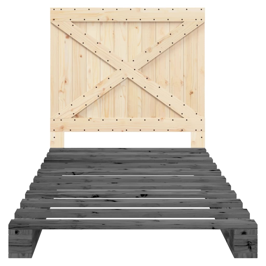 Sengeramme med hodegavl grå 100x200 cm heltre furu