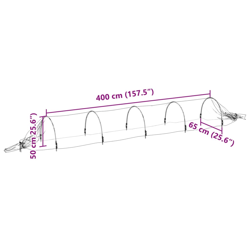 Nettingtunneler 3 stk 1,5x5 m glassfiber og PP