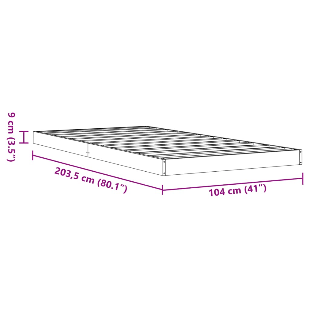 Sengeramme brun 100x200 cm heltre furu