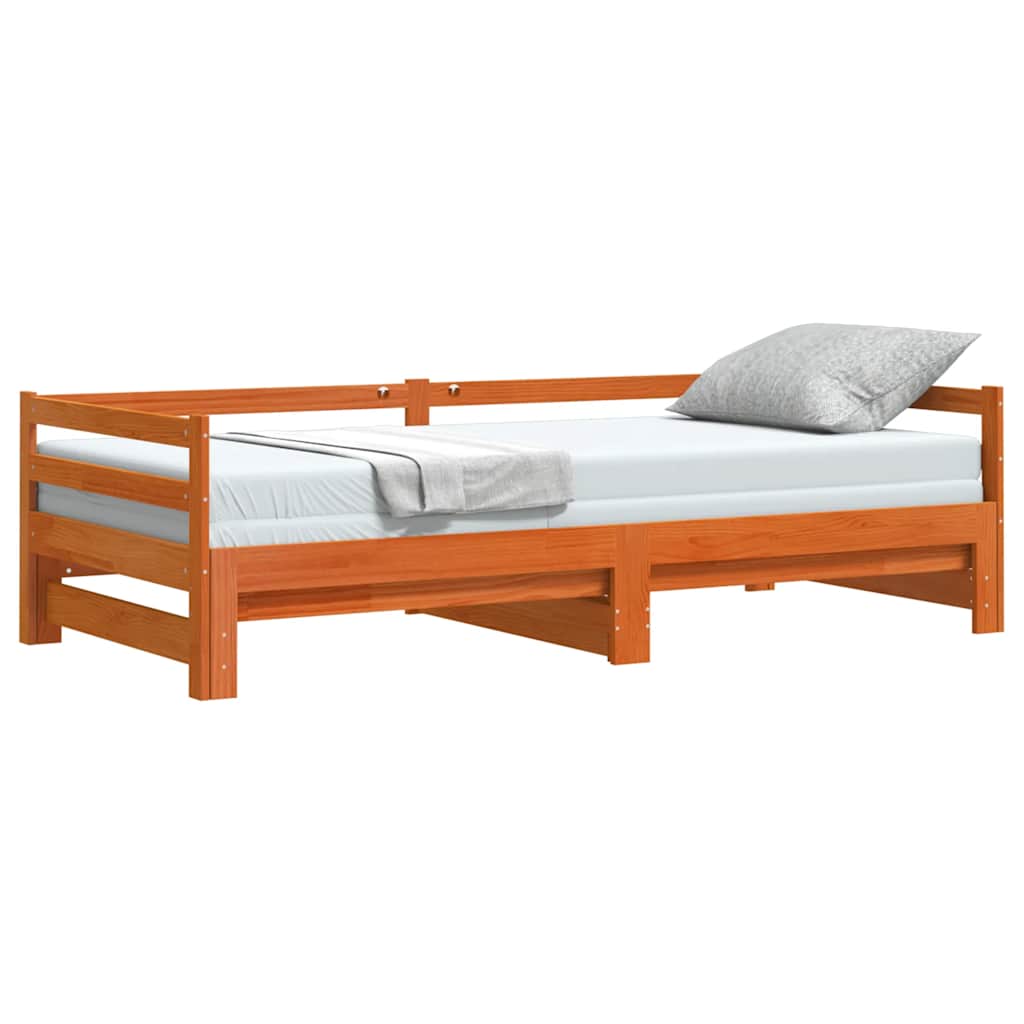 Uttrekkbar dagseng voksbrun 90x200 cm heltre furu