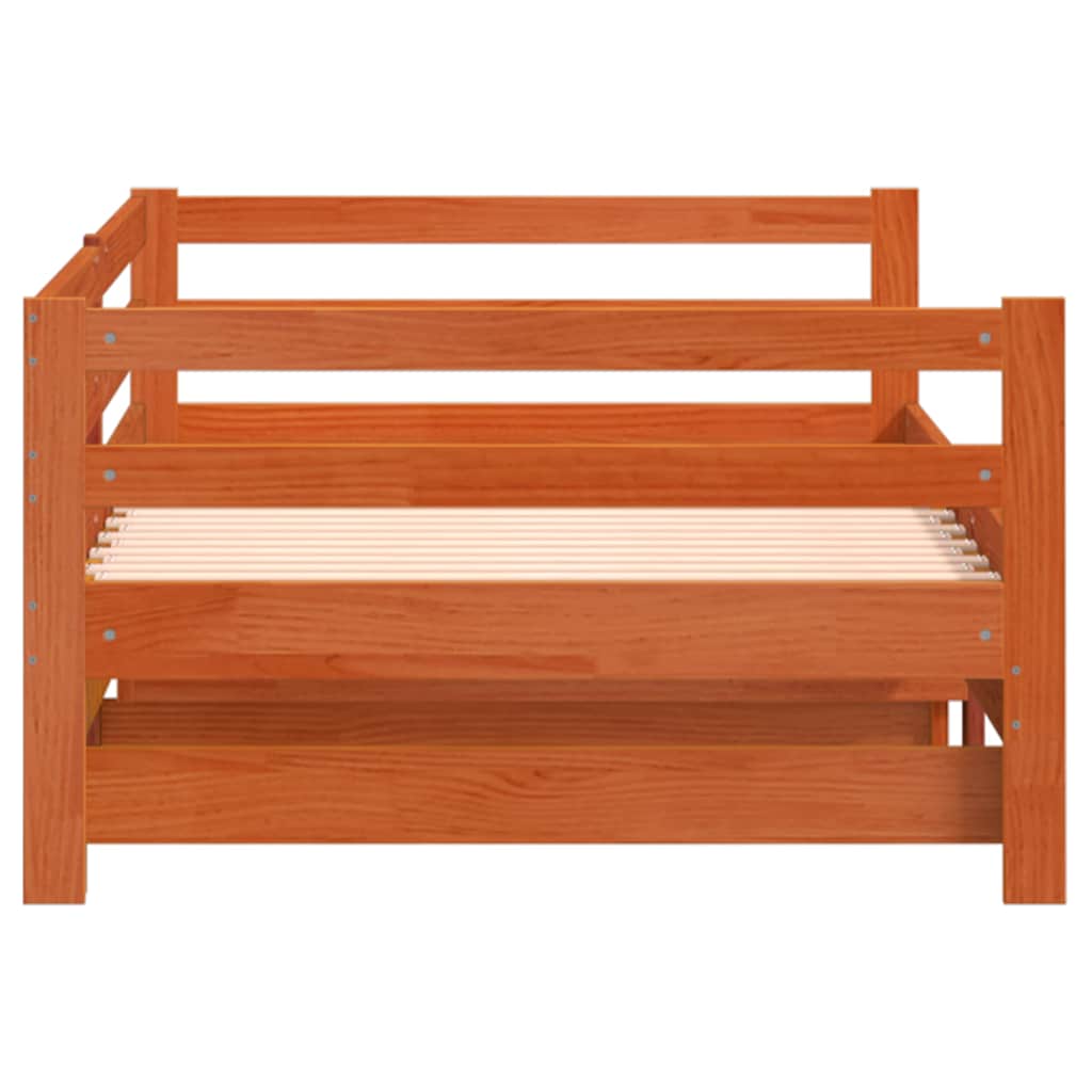 Uttrekkbar dagseng voksbrun 90x200 cm heltre furu