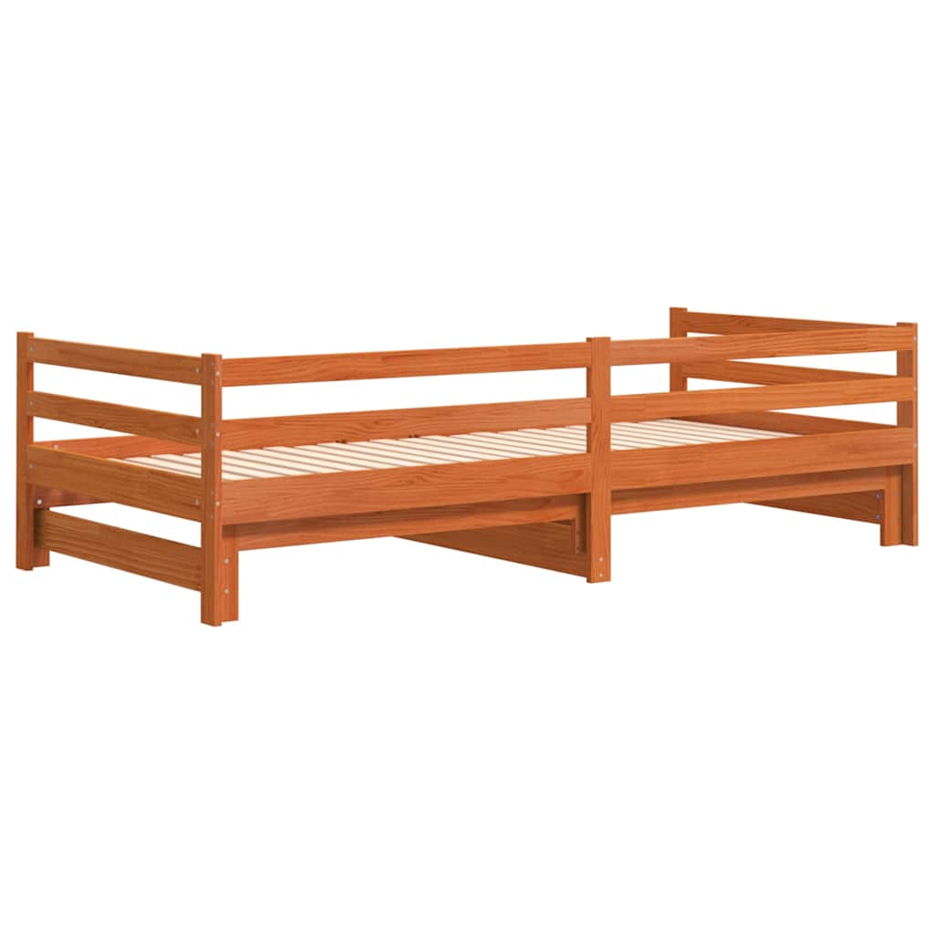 Uttrekkbar dagseng voksbrun 90x200 cm heltre furu