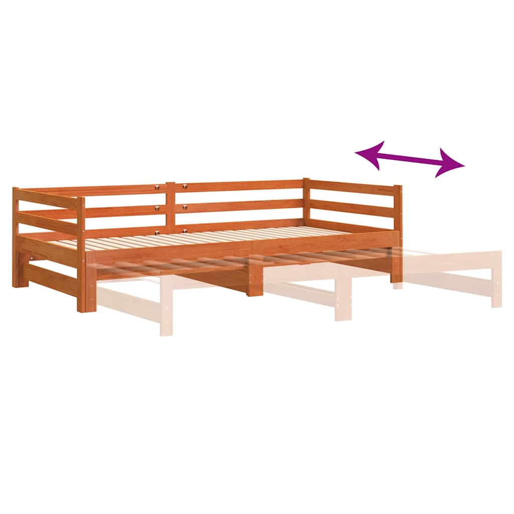 Uttrekkbar dagseng voksbrun 90x200 cm heltre furu