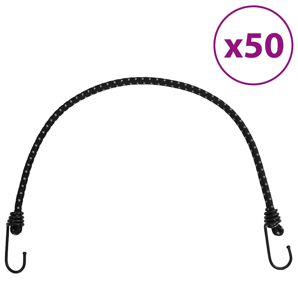 Strikksnorer med refleksstrimler og kroker 50 stk 59 cm