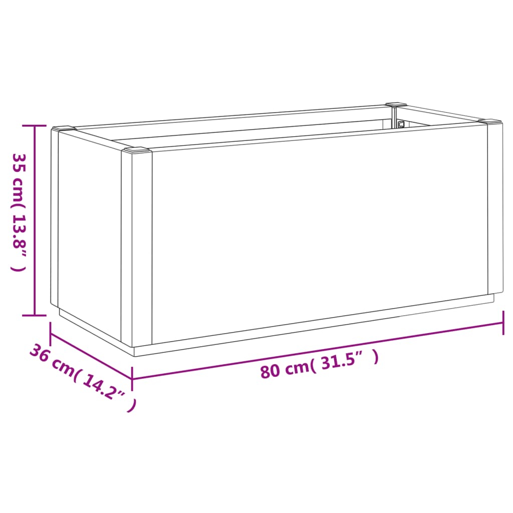 Plantekasse hvit 80x36x35 cm PP