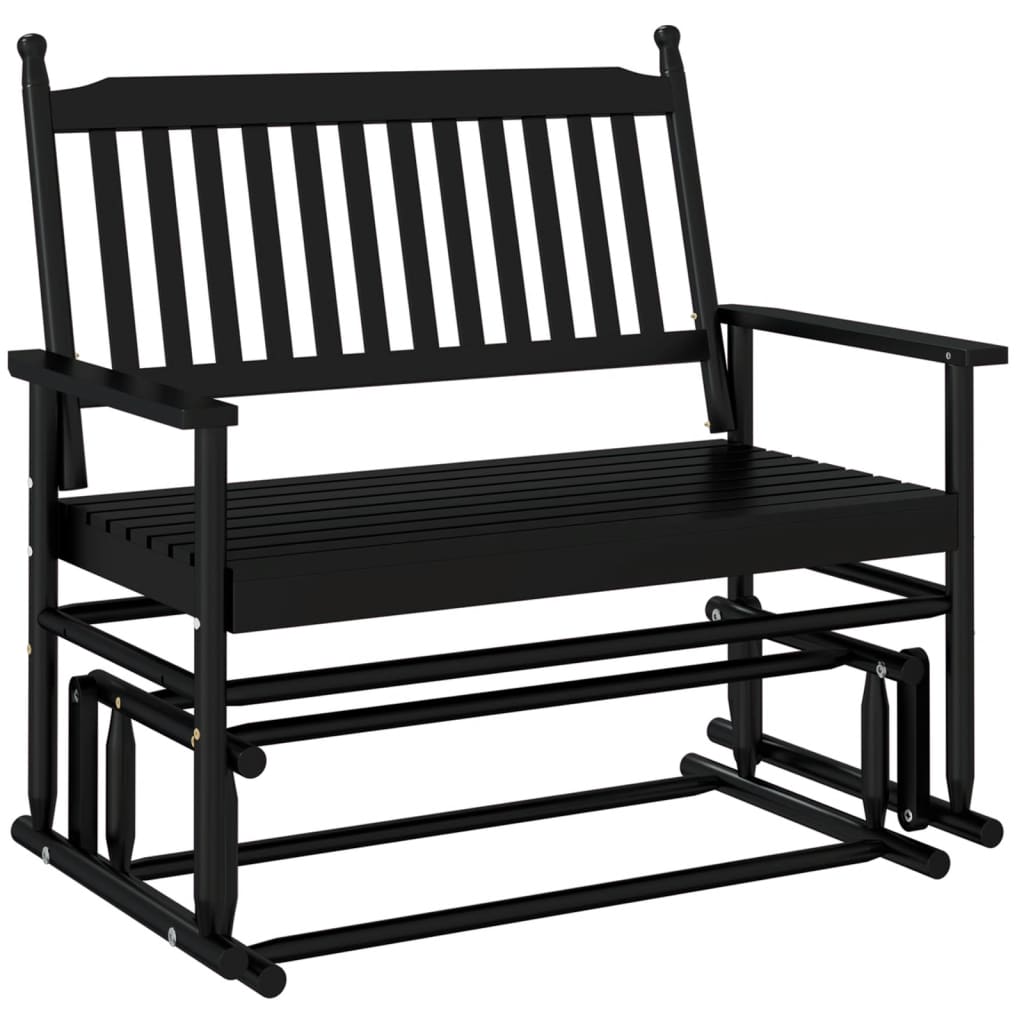 Gyngebenk svart 118x70x104,5 cm heltre poppel