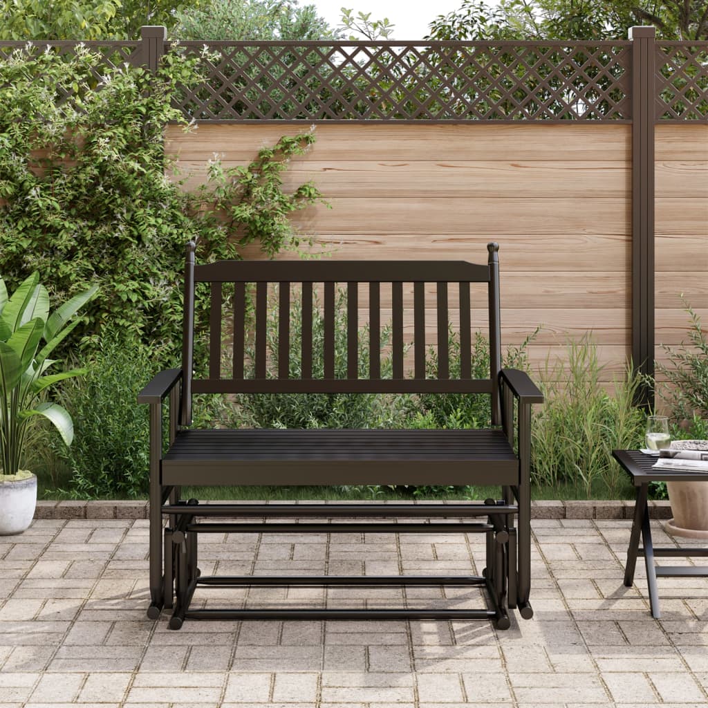 Gyngebenk svart 118x70x104,5 cm heltre poppel