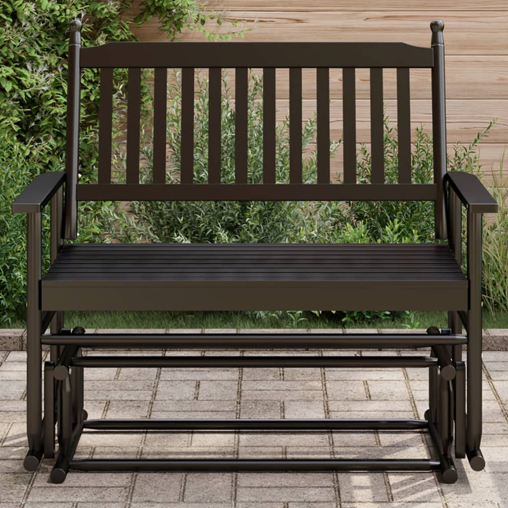 Gyngebenk svart 118x70x104,5 cm heltre poppel