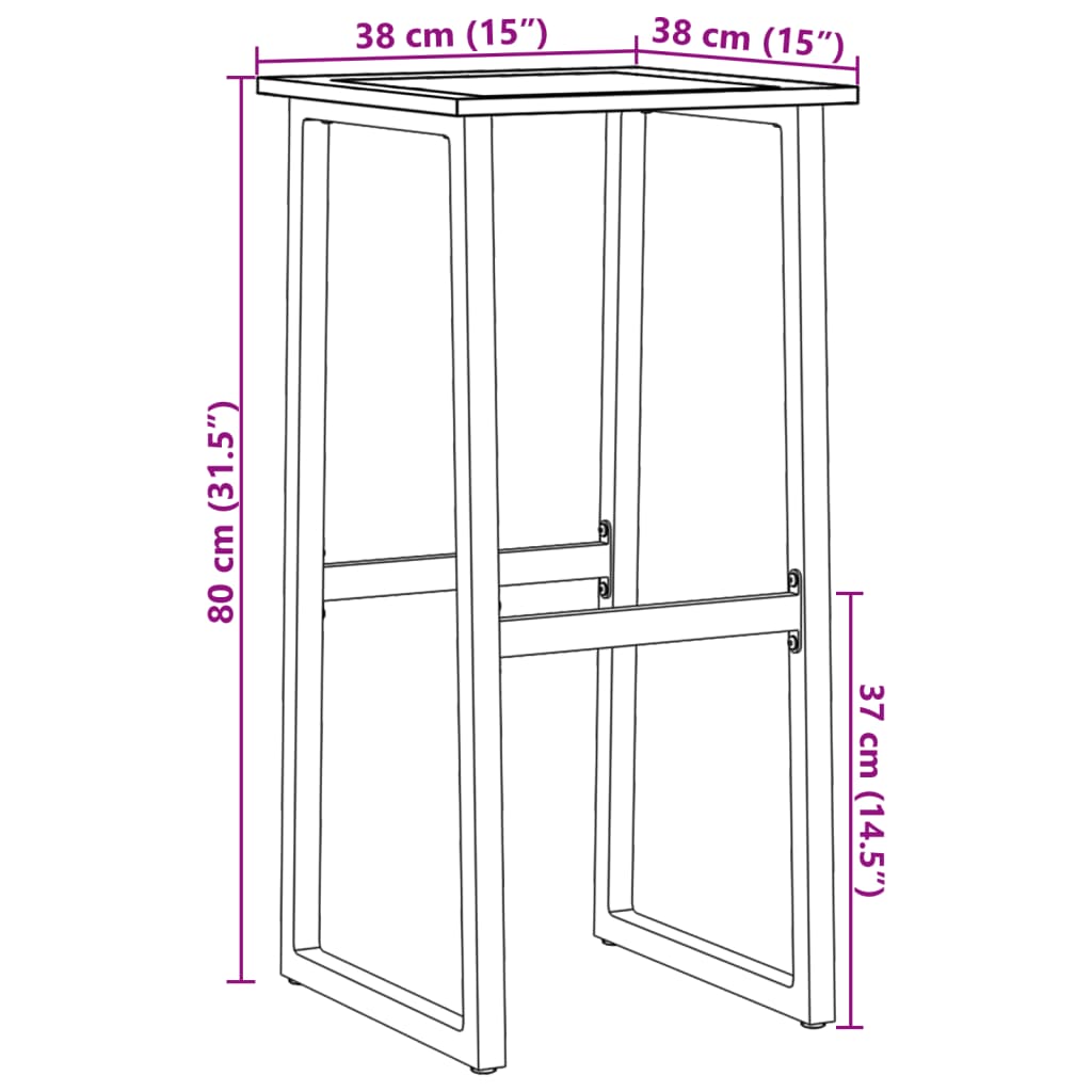 Barkrakker 4 stk svart 38x38x80 cm pulverlakkert stål