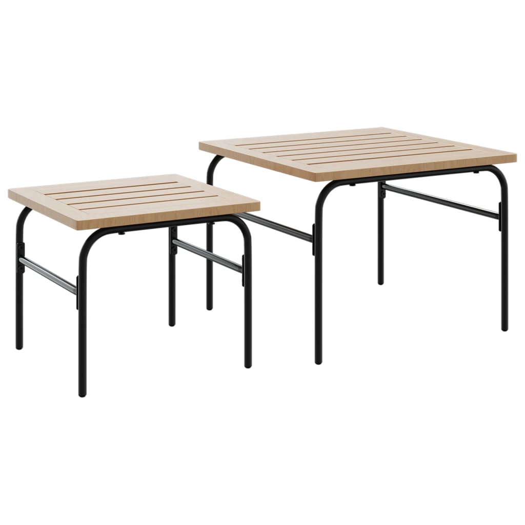 Stablebare salongbord 2 stk brun og svart stål