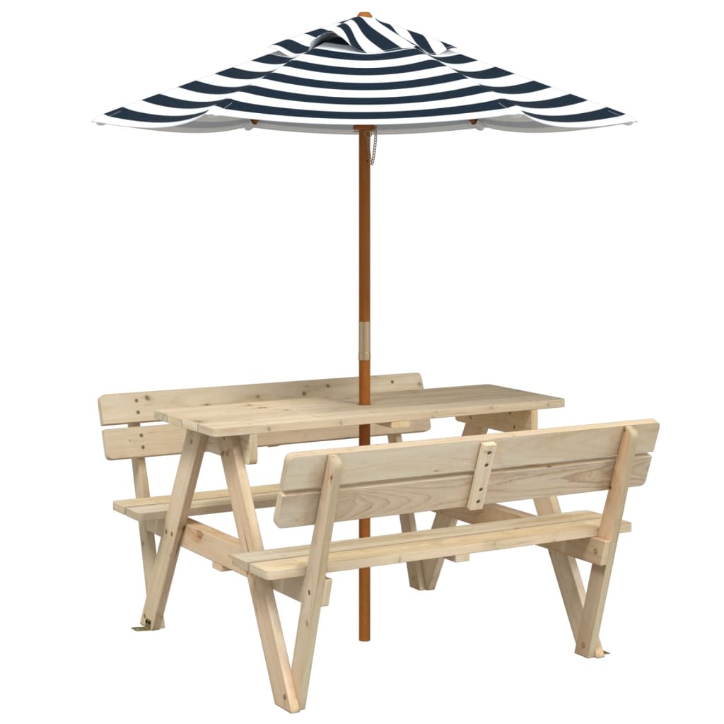 Piknikbord for 4 barn med parasoll heltre gran