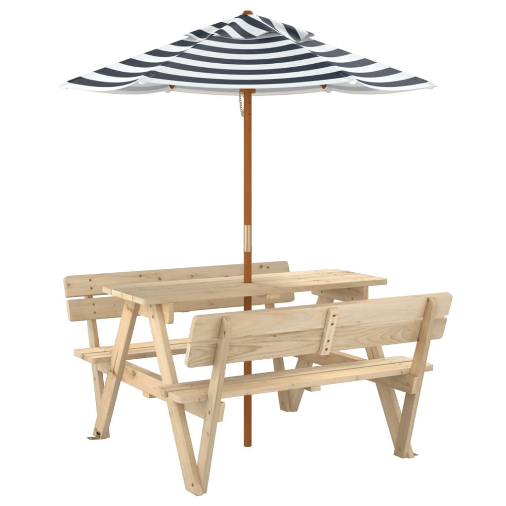 Piknikbord for 4 barn med parasoll heltre gran