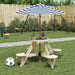 Piknikbord for 4 barn med parasoll rund heltre gran