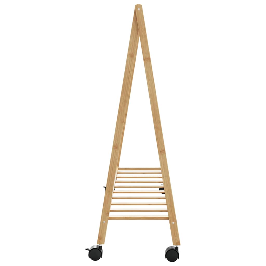 Klesstativ med hyller og hjul 106x34x106,5 cm bambus vidaXL
