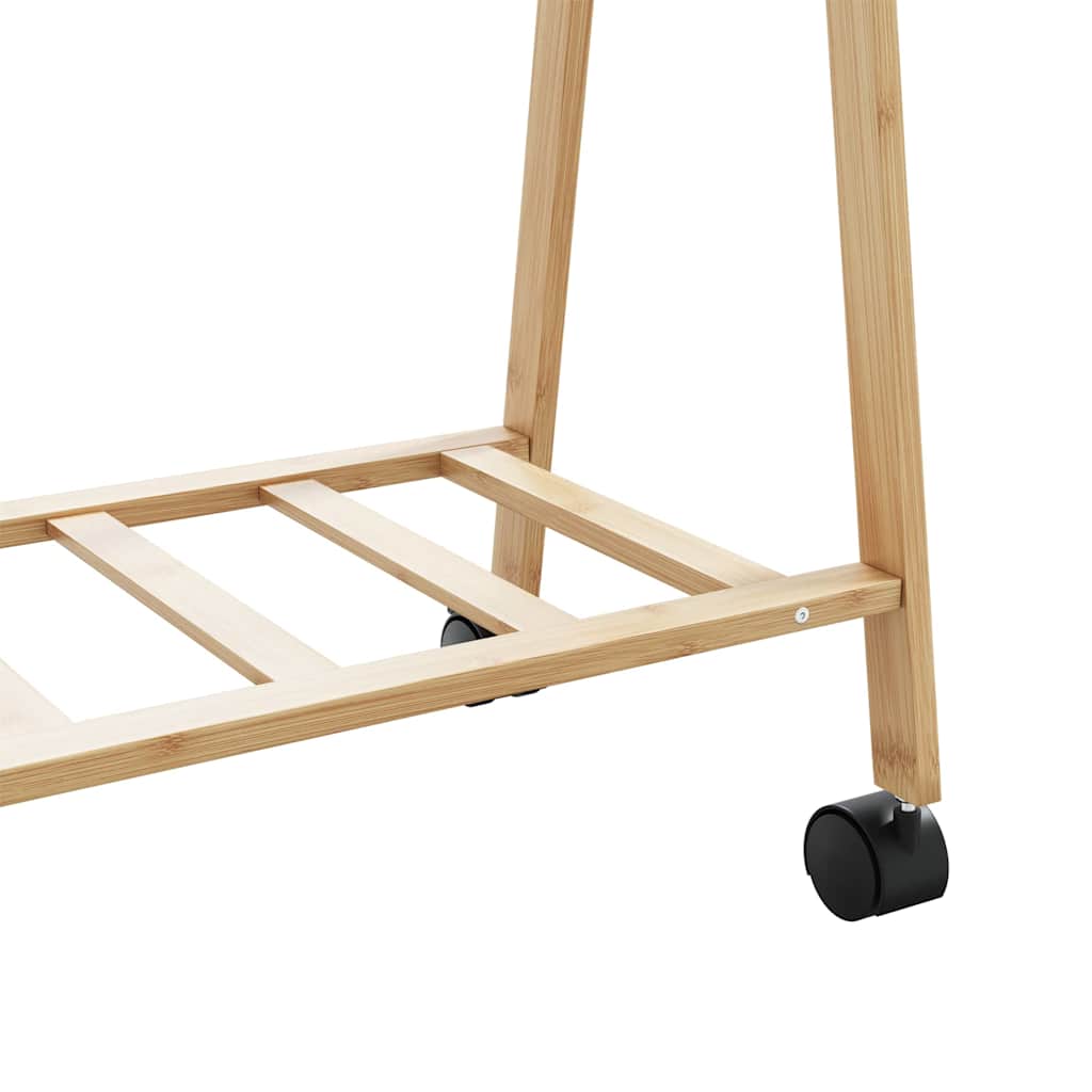 Klesstativ med hyller og hjul 106x34x106,5 cm bambus vidaXL
