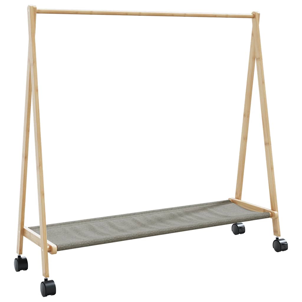Klesstativ med hyller og hjul 106x34x106,5 cm bambus vidaXL