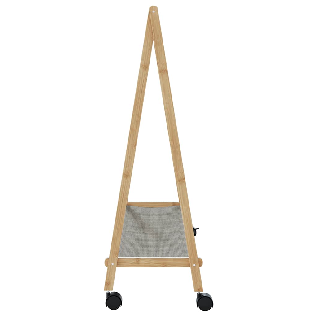 Klesstativ med hyller og hjul 106x34x106,5 cm bambus vidaXL